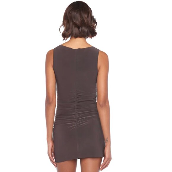 Norma Kamali Sleeveless Brown Mini Dress Small - Picture 4 of 10